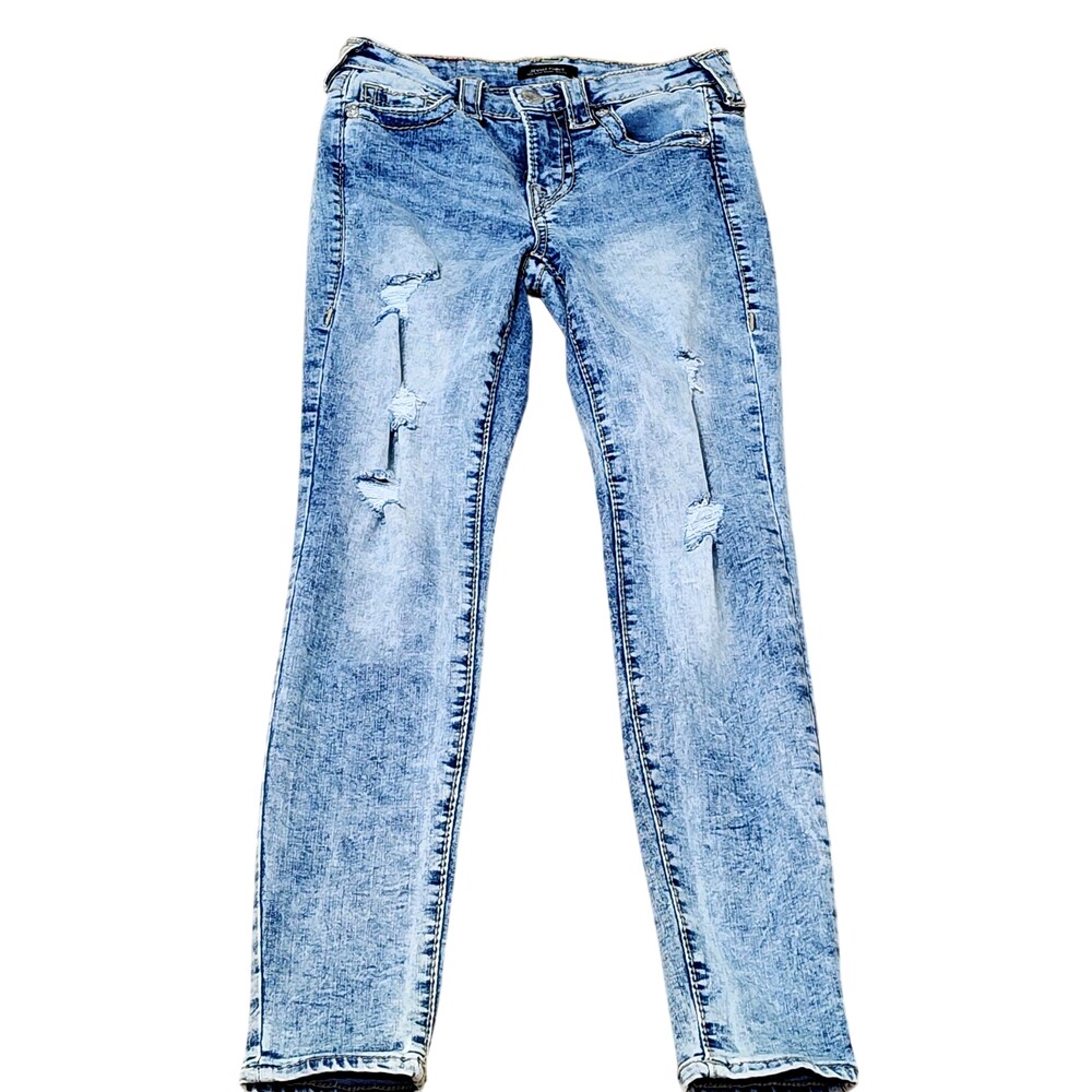 True Religion Jeans Womens 25 Blue Jennie Curvy Mid Rise Super Skinny Distressed